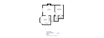 A black and white image of a floor plan for a unit at The Lafayette.