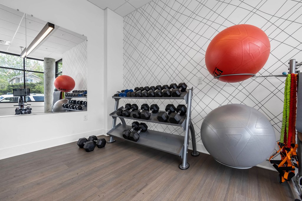 this is a photo of the fitness room at harvard square apartments in dallas, tx