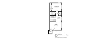 A floor plan for a 535 square foot apartment.