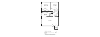 A black and white image of a floor plan for a living space.