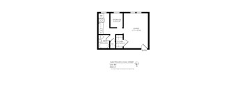 A floor plan for a unit at 1630 Pennsylvania Street shows a living area, a bathroom, a storage area, and a closet.