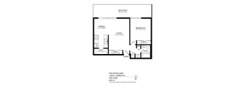 A floor plan for a 620 square foot apartment with a living room, dining room, and bedroom.