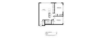 A floor plan for a 790 square foot apartment at 1650 S Albion St.