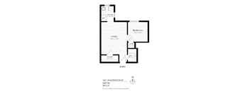 A black and white image of a floor plan for a unit at 1651 Washington St.