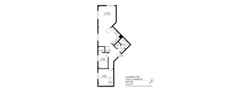 A drawing of a floor plan for a living space.