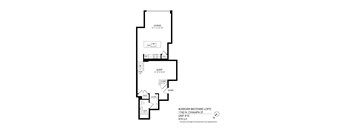 A floor plan for a living space at the Burger Brothers Lofts.
