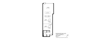 A floor plan for a 2-bedroom, 2-bathroom apartment at the Burger Brothers Lofts.