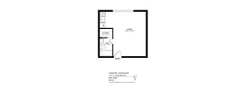 A black and white image of a floor plan for Aperture Apartments.
