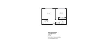 A black and white image of a floor plan for an apartment.