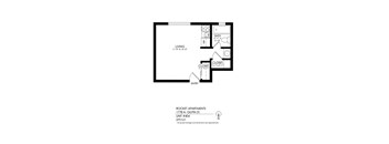 A floor plan of apartment unit #404 at Rocket Apartments.