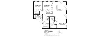 A black and white image of a floor plan for an apartment.