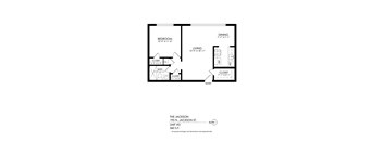 A black and white image of a floor plan for a unit at 195 N. Jackson St.