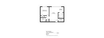 A black and white image of a floor plan for a living space.