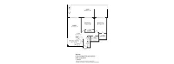 A black and white image of a floor plan for a Trivium apartment.