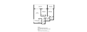 A black and white image of a floor plan for a Trivium apartment.
