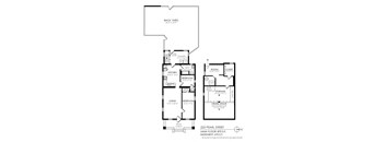 a floor plan of two different floors of a house with two bedrooms and a bathroom