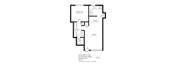 A black and white image of a floor plan for a loft apartment.
