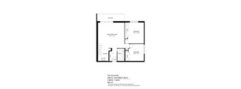 A floor plan for a 2 bedroom, 1 bathroom apartment.