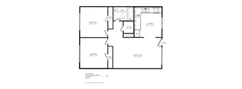 A black and white image of a floor plan for an apartment.