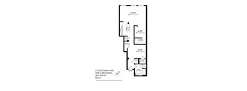 A black and white image of a floor plan for a 20'x21' living space with sleeping areas and a bathroom.