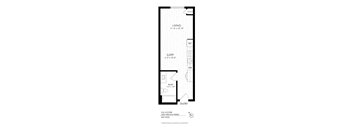 A black and white drawing of a floor plan for a unit at 2600 Welton Street.