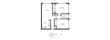 a floor plan of a house with a bedroom and a living room