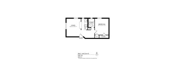 A black and white image of a floor plan for a unit at 285 S. Lincoln St.