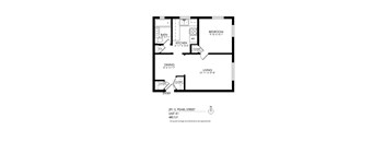 A floor plan of a one bedroom apartment on Pearl Street.