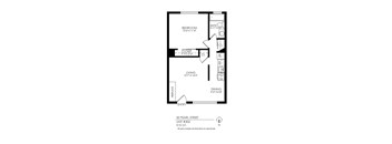A black and white image of a floor plan for an apartment at 30 Pearl Street.