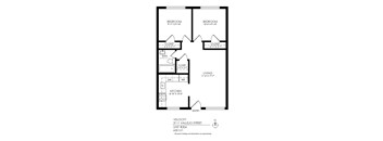 A black and white image of a floor plan for an apartment.