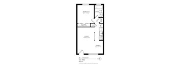 A floor plan of an apartment at 35 S. Logan St, Unit #306, showing a bedroom, bathroom, living room, dining room, closet, and pantry.