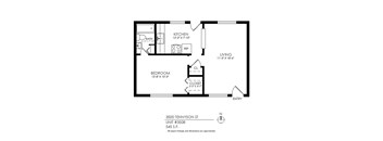 A floor plan of an apartment at 3500 Tennyson St.