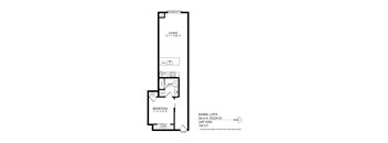 A drawing of a floor plan for an apartment at Barrel Lofts.