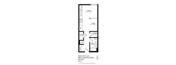 A black and white drawing of a floor plan for a unit at 3885 N. Tennyson Street.