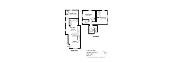 A black and white image of a floor plan for an apartment.