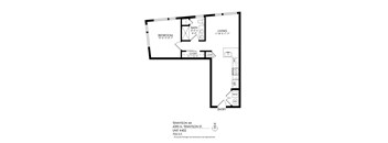 A black and white image of a floor plan for a unit at 4390 N. Tennyson St.