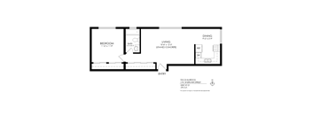A black and white drawing of a floor plan for an apartment.