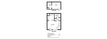 A floor plan for a unit at Emerson Lofts shows a living area, a closet, and a bathroom.
