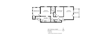 A black and white image of a floor plan for a 1,105 square foot apartment.