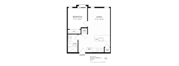 Mullen Flats 1 bedroom floor plan