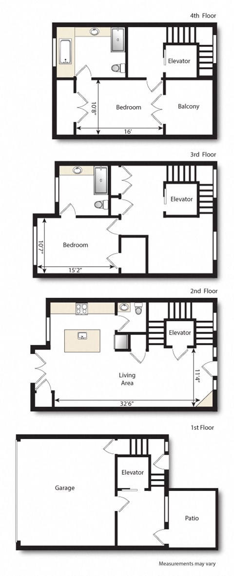 Washington St. Townhomes 2 bedroom floorplan