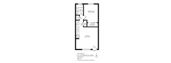 A floor plan of a one bedroom apartment on 911 S. Washington Street.