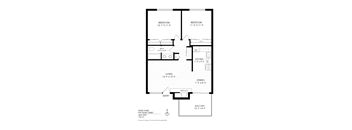 A black and white image of a floor plan for an apartment.