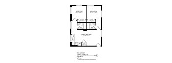 A black and white image of a floor plan for a two bedroom apartment.