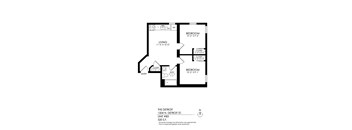 A black and white image of a floor plan for a two bedroom apartment.
