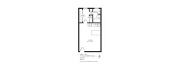 a floor plan of a 1 bedroom floor plan for a roommates house