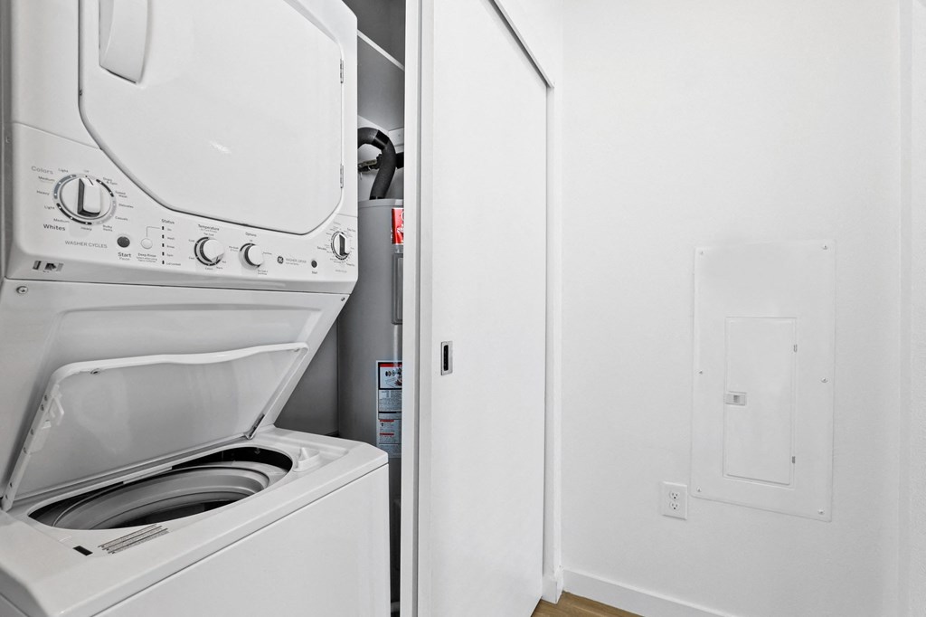a washer and dryer in a laundry room