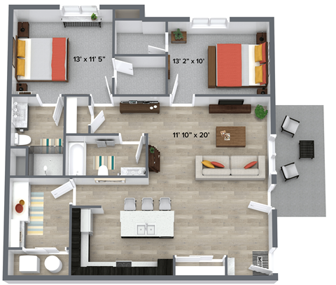 a floor plan of a home with a bedroom and a living room
