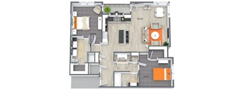 a floor plan of a house with a bedroom and a living room