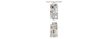 A diagram of a two-story bedroom with labeled rooms.